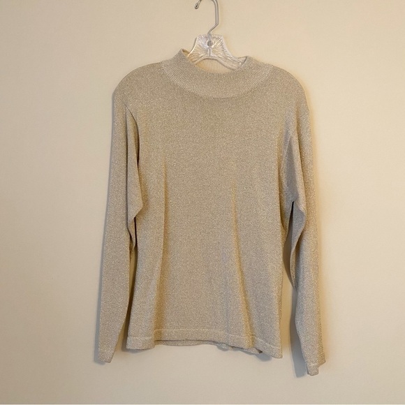 Marisa Christina Gold Metallic Mock Turtleneck Sweater -Large - Picture 8 of 8